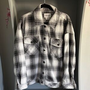 Boston Traders Black and White Plaid Shirt Jacket